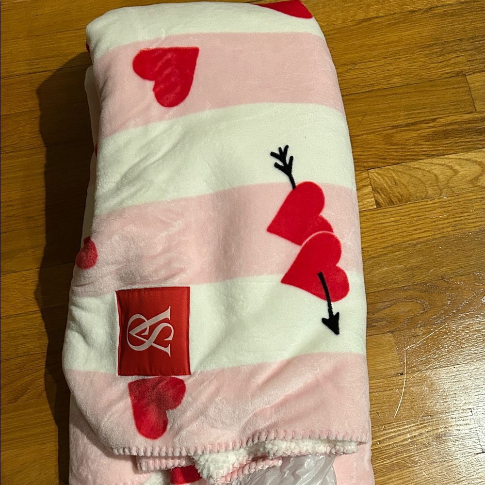 Victoria's Secret Pink and Red Heart Throw Blanket